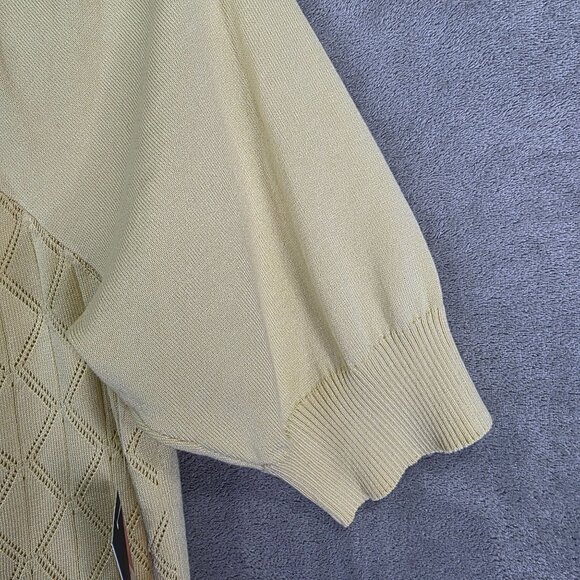 Womens Yellow Ally Mae Knit Blouse Top Round Neck Puff Sleeve Size XL - Picture 4 of 10